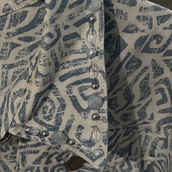 Women's Blue Patterned Jacket - Picture 5 of 5